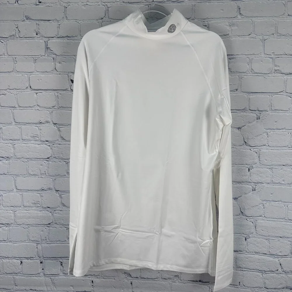 SParms Men's High‎ Neck Sun Protection Breathable Body Shirt, Size XL, White